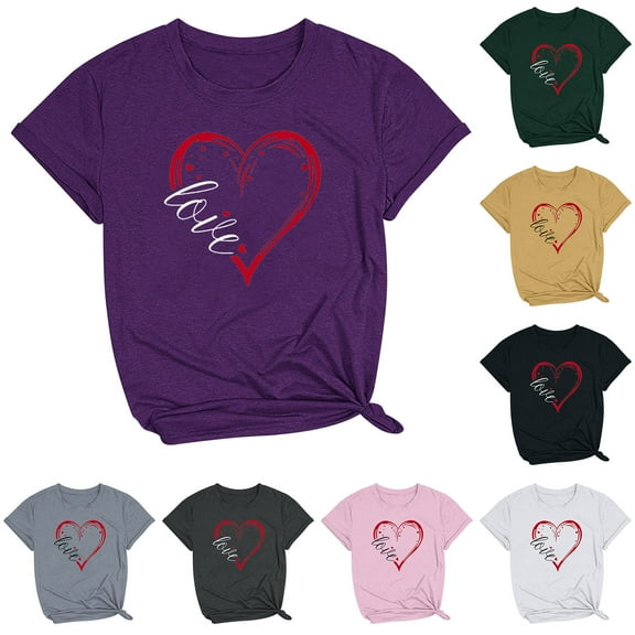 Fesfesfes Women Tees Women's Casual Round Neck Short-sleeved Christmas Tree Printed T-shirt Top Crop Top Sweaters for Women 2XL(US:12)