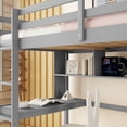 thumbnail image 3 of HSUNNS Twin Loft Bed with Desk, Modern Pine Wood Loft Bed Frame with Stair and Shelf, Bookshelves, Loft Beds Safety Guardrails for Teens and Adults, Grey, 3 of 8