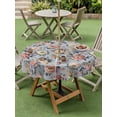 thumbnail image 4 of Outdoor Tablecloths with Umbrella Hole & Zipper, Vintage Spring Floral Round Tablecloths 60 Inch, Farmhouse Flowers Blue Vintage Waterproof Table Cloth, Patio/Pool/Picnic Table Covers, 4 of 8