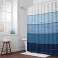 thumbnail image 5 of Blue Wood Grain Fabric Shower Curtain Rustic Ombre Wooden Stripes Washable Shower Curtains for Bathroom, Waterproof Bath Curtain with Hooks Home Decor 72x84in, 5 of 8