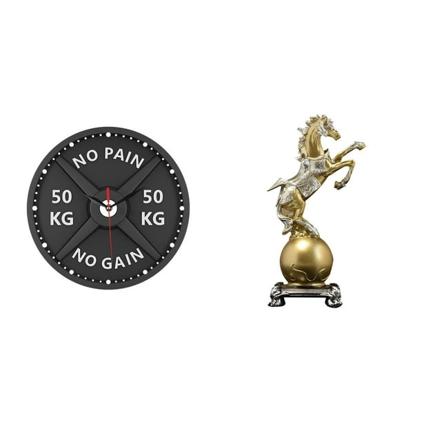 Reloj de pared 3D de resina coleccionable, adorno artesanal de arte moderno decorativo creativo, para gimnasio en casa, entrenamiento de culturismo y