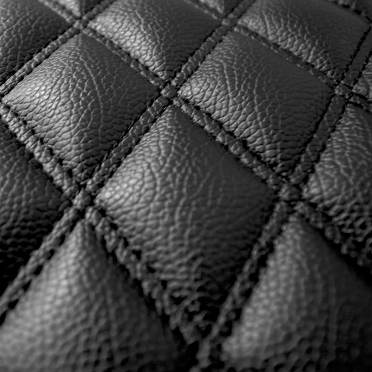 FH Group Universal Faux Leather Car Floor Mats Diamond Pattern Black - 4Pc  