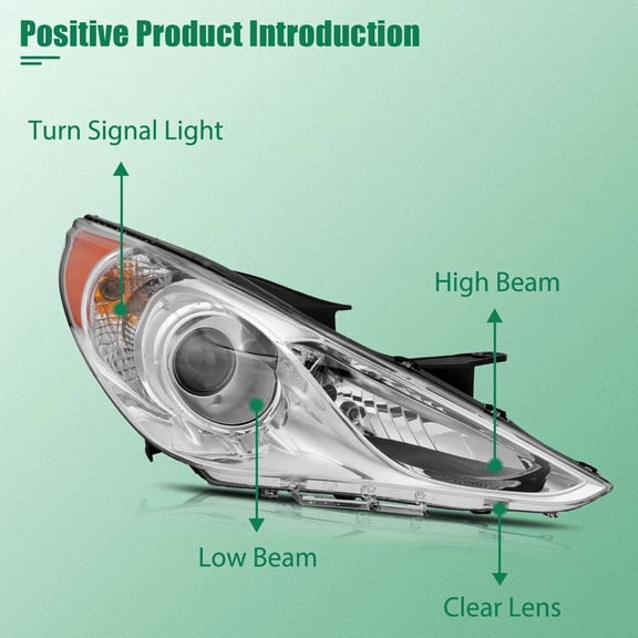 For 2011-2014 Hyundai Sonata Headlights Assembly Pair Chrome Housing Headlamp