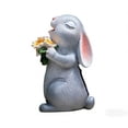 thumbnail image 2 of DAMAI Solar Rabbit Garden Statues - Outdoor Easter Bunny Decor Resin Rabbit Figurine Holding Sunflower with LED Lights, Unique Housewarming Mother's Day Birthday Gifts for Women, 2 of 8