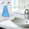 thumbnail image 6 of Haosy 2 Pack Kitchen Wash Cloths with Hanging Loops Absorbent Absorbent Quick Drying Hand Towels, Blue Stripes with Cute Flowers, 6 of 7