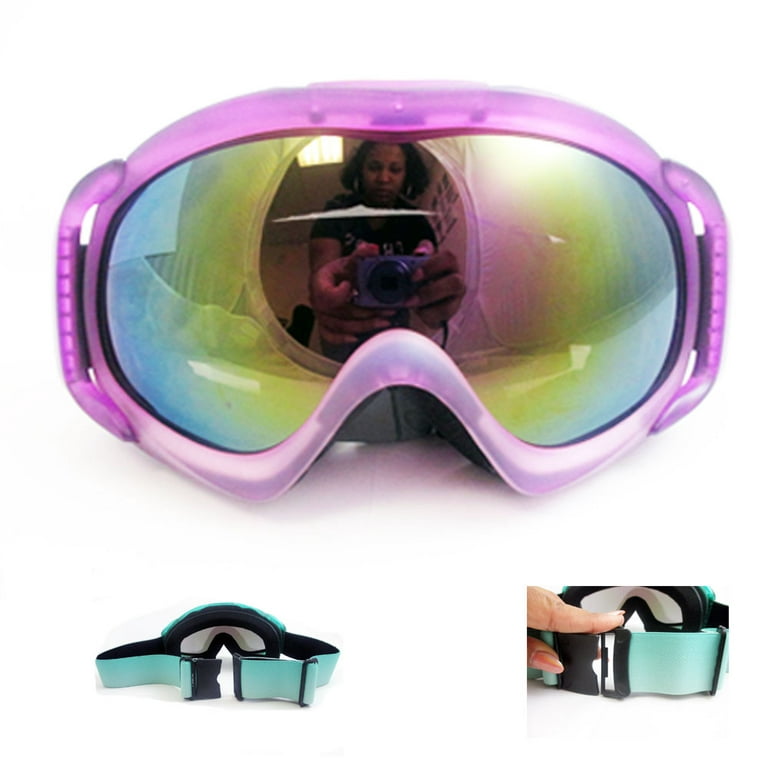 1 Ski Snow Goggles Glasses Snowboard Anti Fog Mirror Reflective Adults Lens, Turquoise