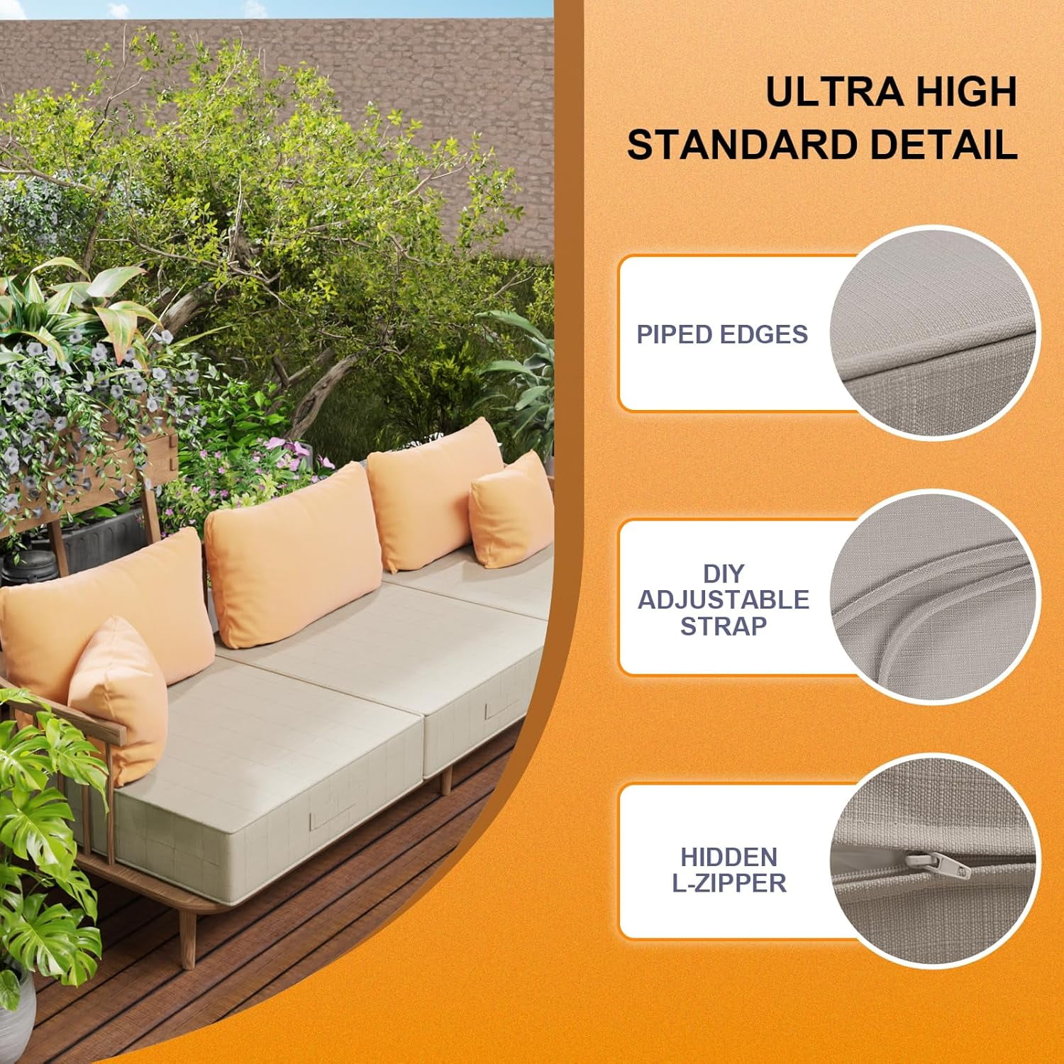 Aofit Waterproof Outdoor Chair Cushions Set of 2, 22x22x5 Inch Square Pads with Handle & Ties for Patio Furniture