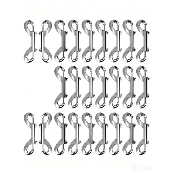 24 PCS 3.4 Inch Double Ended Bolt Snaps Hooks, Silver Zinc Alloy Double Trigger Metal Clips for Pet Leash, Key Holder, Feed Pail, Horse Lead Rope, Camping Hammock, 110 Lbs Capacity