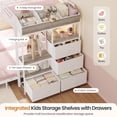thumbnail image 4 of Full over Twin over Twin Triple Bunk Bed with Headboard & LED Lights, Metal Bunk Beds with 8 Storage Drawers, Charging Station, Guardrail and Ladder, Twin Triple Bunk Bed Frame for 3 Teens, White, 4 of 10