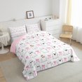 thumbnail image 2 of jejeloiu Funny Halloween Ghost King Size Comforter Sets,Cartoon Bowtie Bow Bedding Comforter Set,Pink White Bedding Set For Girl,Microfiber Room Decor Reversible,3 Pieces, 2 of 7