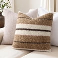 thumbnail image 3 of decorUhome 18x18 Inch Pack of 2 Boho Striped Textured Pillow Covers for Couch Sofa Bedroom, Farmhouse Neutral Pillowcases for Home Decor, Cocoa Brown, 3 of 9