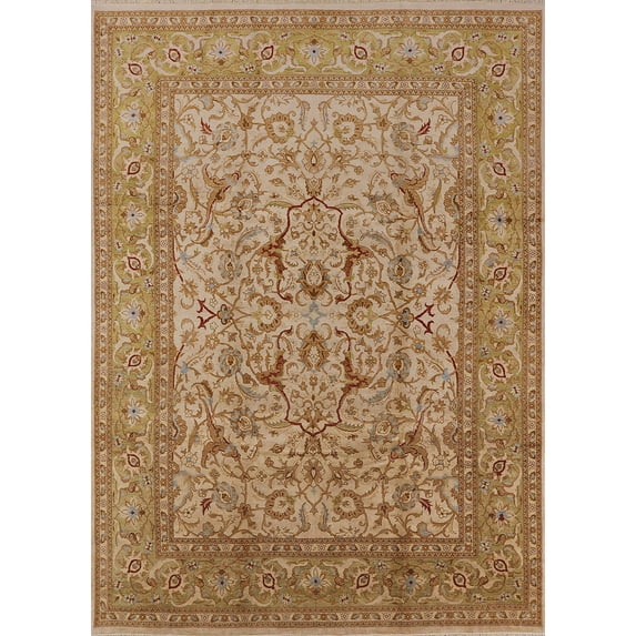 Ahgly Company Indoor Rectangle Mid-Century Modern Brown Sand Brown Oriental Area Rugs, 8' x 12'