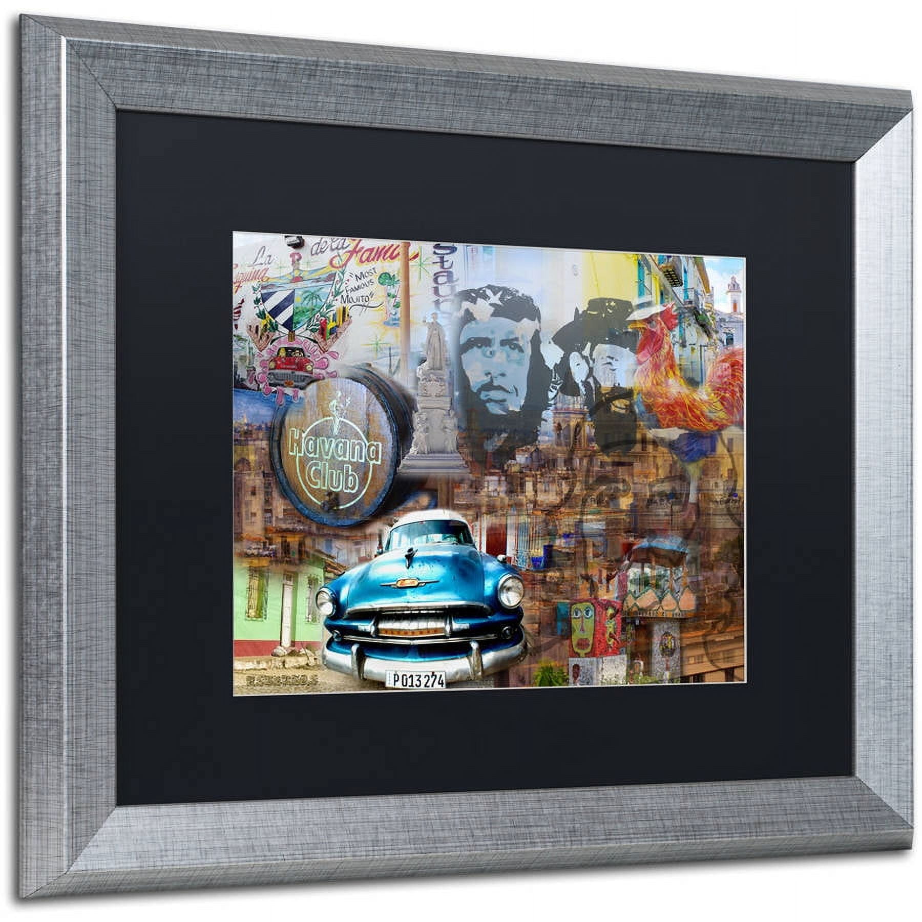 Trademark Fine Art "Havana Club II" Canvas Art by Alberto Lopez, Black Matte, Silver Frame