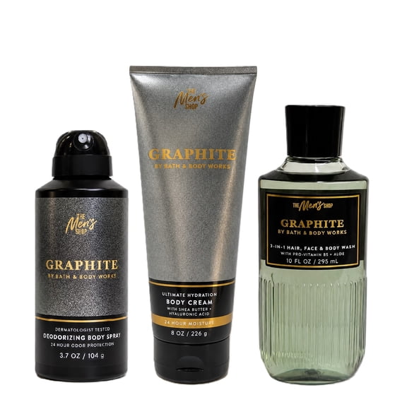 Bath & Body Works Graphite Includes Spray, Cream, and Shower Gel, 3 Piece Set