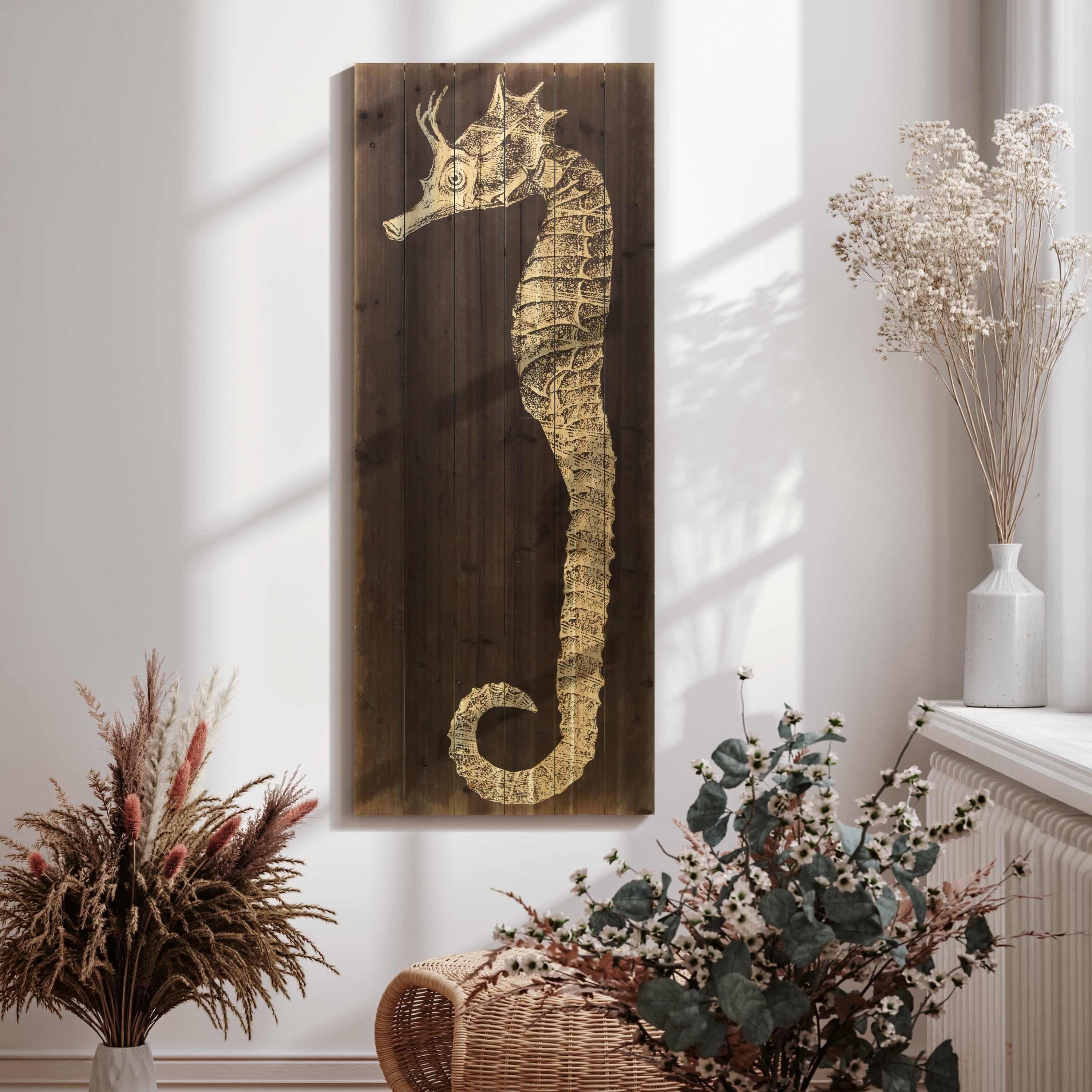 Empire Art Direct Seahorse B Print on Solid Wood Wall Art, 60" x 24", Ready to Hang