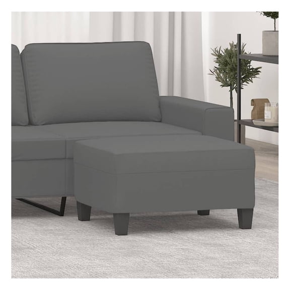 Footstool Dark Gray 27.6x21.7x16.1", Microfiber Ottoman, Modern Home Decor Accent, Stable Plywood Frame, Comfortable Foam Padding