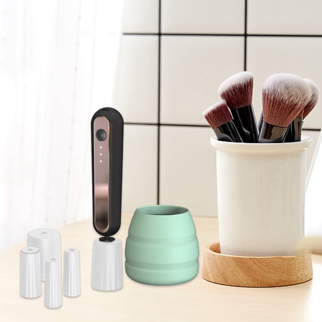 NARABB Makeup Brush Cleaner, Cleaner,Multi-function Auto Cleaner,Silicone Folding Bowl,Rechargeable Makeup Brush Cleaner