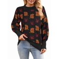thumbnail image 3 of Women'S Fall Leaf Trendy Jacquard Sweater Casual Knitted Soft Cozy Pullover Sweaters, 3 of 7