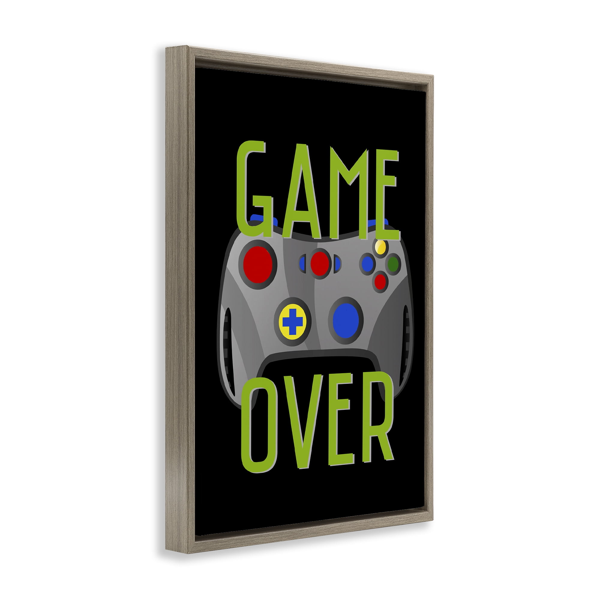 Stupell Industries Game Over with Controller Typography Painting Brown Floater Framed Art Print Wall Art, 21 x 31