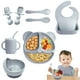 thumbnail image 1 of Platos para Bebé ALIYU Gris con Ventosa y Baberos de Silicona Sin BPA, 1 of 8