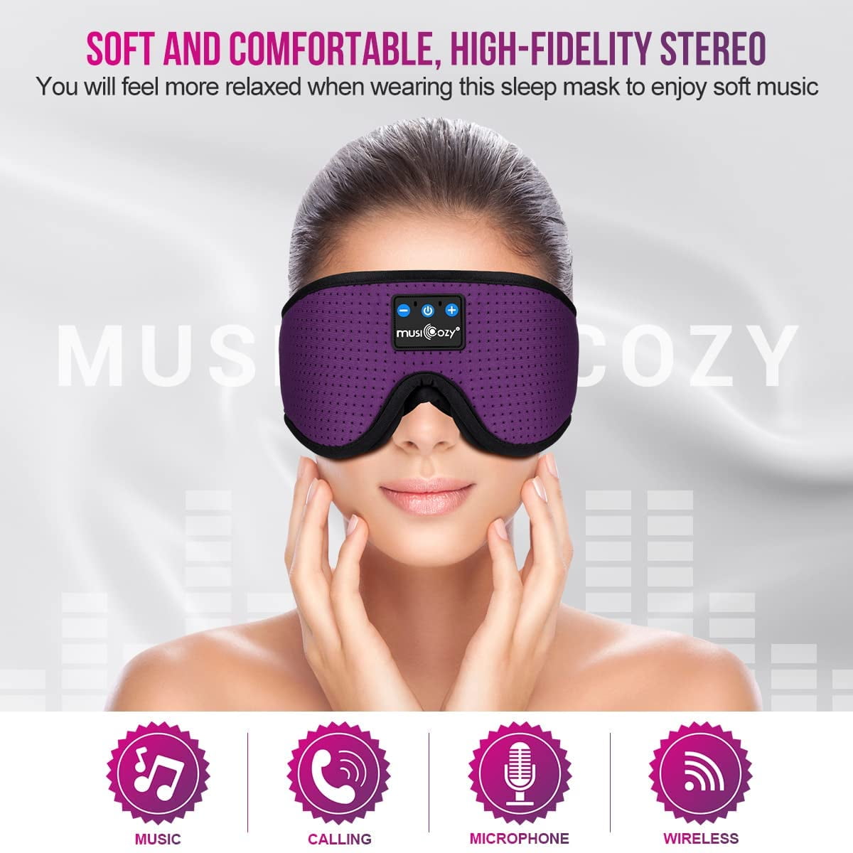 Bluetooth 5.4 Sleep Headphones, 3D Breathable Wireless Music Eye Mask, Sleeping Headphones with Headband for Side Sleepers, Women, Men, Air Travel, Unique Tech Gifts