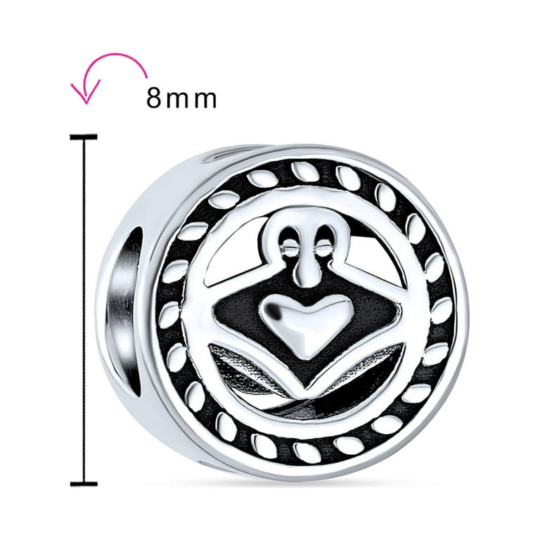 Bling Jewelry Womens BFF Celtic Claddagh Charm Bead in Oxidized