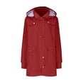 thumbnail image 5 of XFLWAM Rain Jacket Women Sherpa Lined Hooded Coats Lightweight Outdoor Jackets Windbreaker Long Sleeve Tops with Pockets Red M, 5 of 8