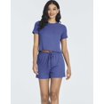 thumbnail image 2 of Real Essentials 2 Pack:Women's Soft Ribbed Knit Crop Top & Short Matching Lounge Set - 4 Piece Summer Sweatsuit, 2 of 6