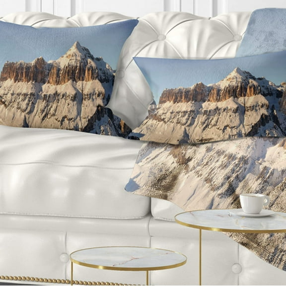 Designart Overcast Sky over Italian Alps - Landscape Printed Throw Pillow - 12x20