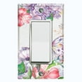 thumbnail image 1 of Metal Light Switch Plate Cover Mystical Floral Butterfly Garden Sketch FLW116, 1 of 13