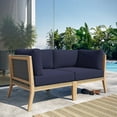thumbnail image 2 of Lounge Loveseat Sofa, Blue Navy Natural, Teak Wood, Outdoor Patio Balcony Cafe Bistro Garden Hospitality Restaurant, Modern Contemporary HB34446, 2 of 8