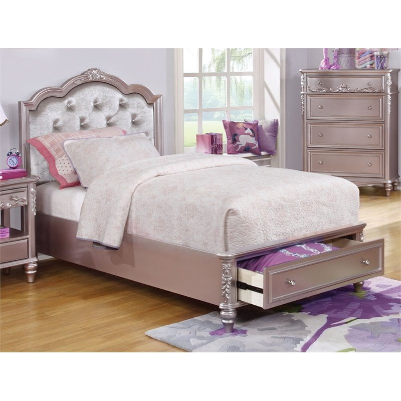 Coaster Caroline Full Tufted Storage Bed in Metallic Lilac ...