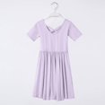 thumbnail image 7 of Ruyang Teen Girls Summer Dress Short Sleeve Midi Dresses Kids Crew Neck Solid Ruffles A-Line Smocked Elegant Casual Dresses, 7 of 7