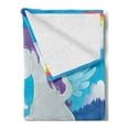 thumbnail image 2 of Fantasy Soft Flannel Fleece Throw Blanket, Surreal Mythical Unicorn Rainbow and Medieval Castle Fairy Tale Cartoon Design, Cozy Plush for Indoor and Outdoor Use, 50" x 70", Multicolor, by Ambesonne, 2 of 5