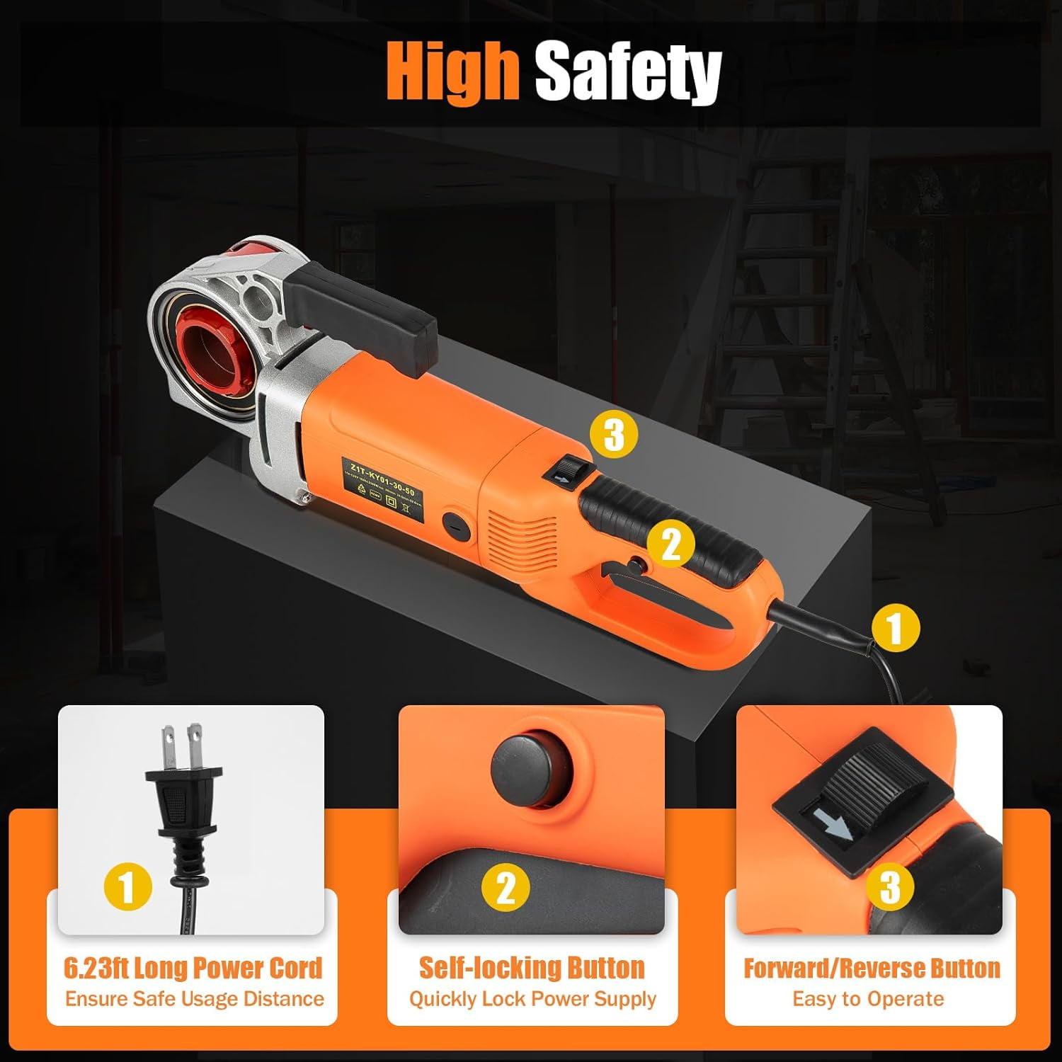 Electric Pipe Threading Tool, 2300W Pipe Threader Machine with 6 Dies 1/2"-2", Pipe Cutter Kit with Storage Box for Cutting Threads of Galvanized | Iron | PP | Aluminum | Steel Plastic Pipes