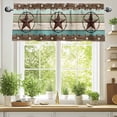 thumbnail image 2 of Texas Star Valances for Windows, 42 x 18in, Bless Your Home Vintage Farm Star Wood Grain Rod Pocket Kitchen Valance Curtain Light Filtering Window Treatments for Living Room Bedroom, 1 Panel, 2 of 7