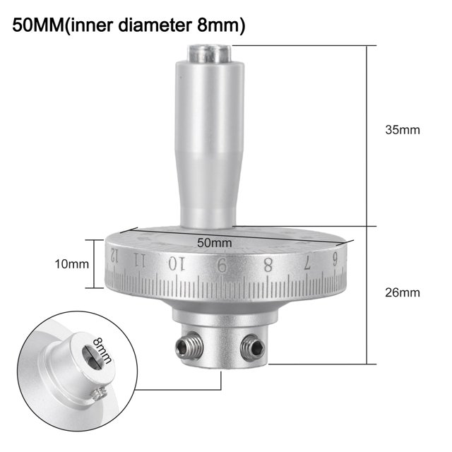 Aluminum Alloy Lathe Hand Wheel Slide Handwheel Scale Hand Wheel Rocking Wheel 8mm