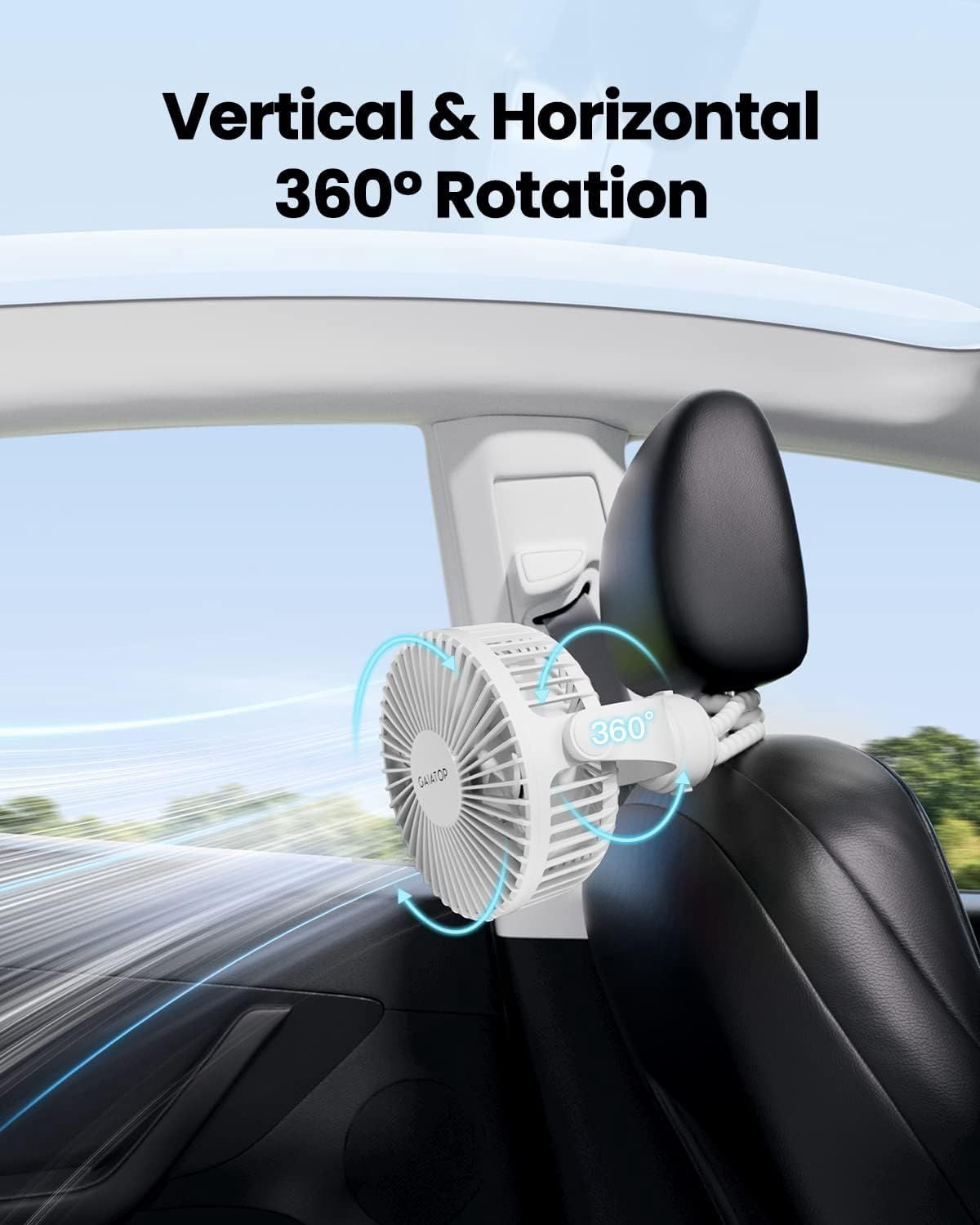 Mini Portable Stroller Fan, Battery Operated Small Clip on, Detachable 3 Speed Rechargeable, 360° Rotate Flexible Tripod Better Cooling for Car Seat Crib Treadmill