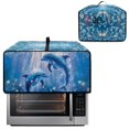 thumbnail image 2 of ZIATUBLES Dolphin Print Toaster Oven Cover Stain Resistant Dust Protector with Side Pockets Anti Scratch Kitchen Countertop Organization, Fits 18.5" x 14.5" x 9", 2 of 8
