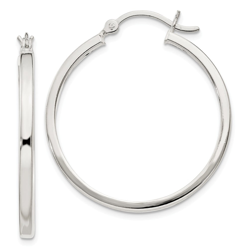 .925 Sterling Silver 31 MM Twisted Hoop Earrings