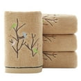 thumbnail image 1 of Pidada 100% Cotton Embroidered Bird Tree Pattern Hand Towels for Bathroom Set of 4 (Brown), 1 of 7