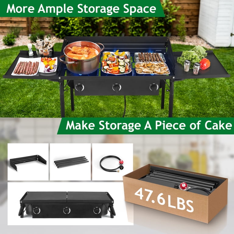 Ktaxon Outdoor Camping Stove with 3 Burners, 225000 BTU, Cast Iron