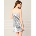 thumbnail image 5 of DARING DIVA Halloween Costume Glitter Sequin Spaghetti Strap Dress 3XL Silver, 5 of 6
