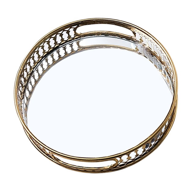 Bandeja Chapada en Oro Cajas de Soporte de Joyería para Abalorios de Maquillaje de Gloria Bandeja de almacenamiento de hierro
