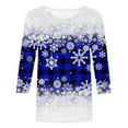 thumbnail image 4 of Wycnly Holiday Deals Winter Tee Tops for Women Womens Christmas Shirts Xmas Round Neck Lightweight Ladies Pullover Blouses Fashion Snowflake Print Tee Tops Fall 3/4 Sleeve Tops Christmas Clearance, 4 of 5