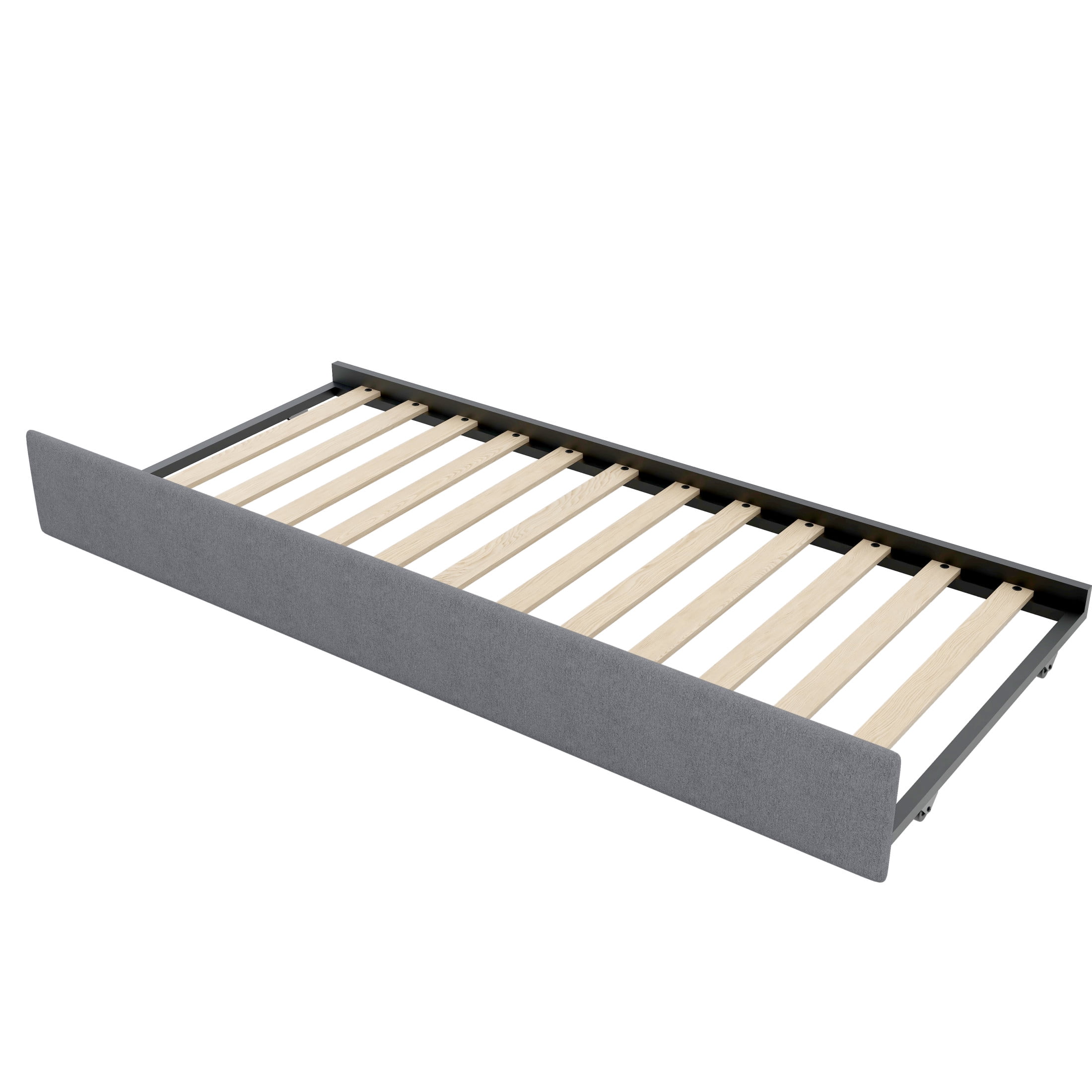 Noble House Brevon Twin Size Upholstered Daybed with Trundle, Built-in USB Charging Station and LED Light, Grey