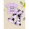 thumbnail image 5 of Aojekbee Baby Girl 2Pcs Cowgirl Outfits Short Sleeve T-Shirt + Flare Pants Set Toddler Clothes, 5 of 10