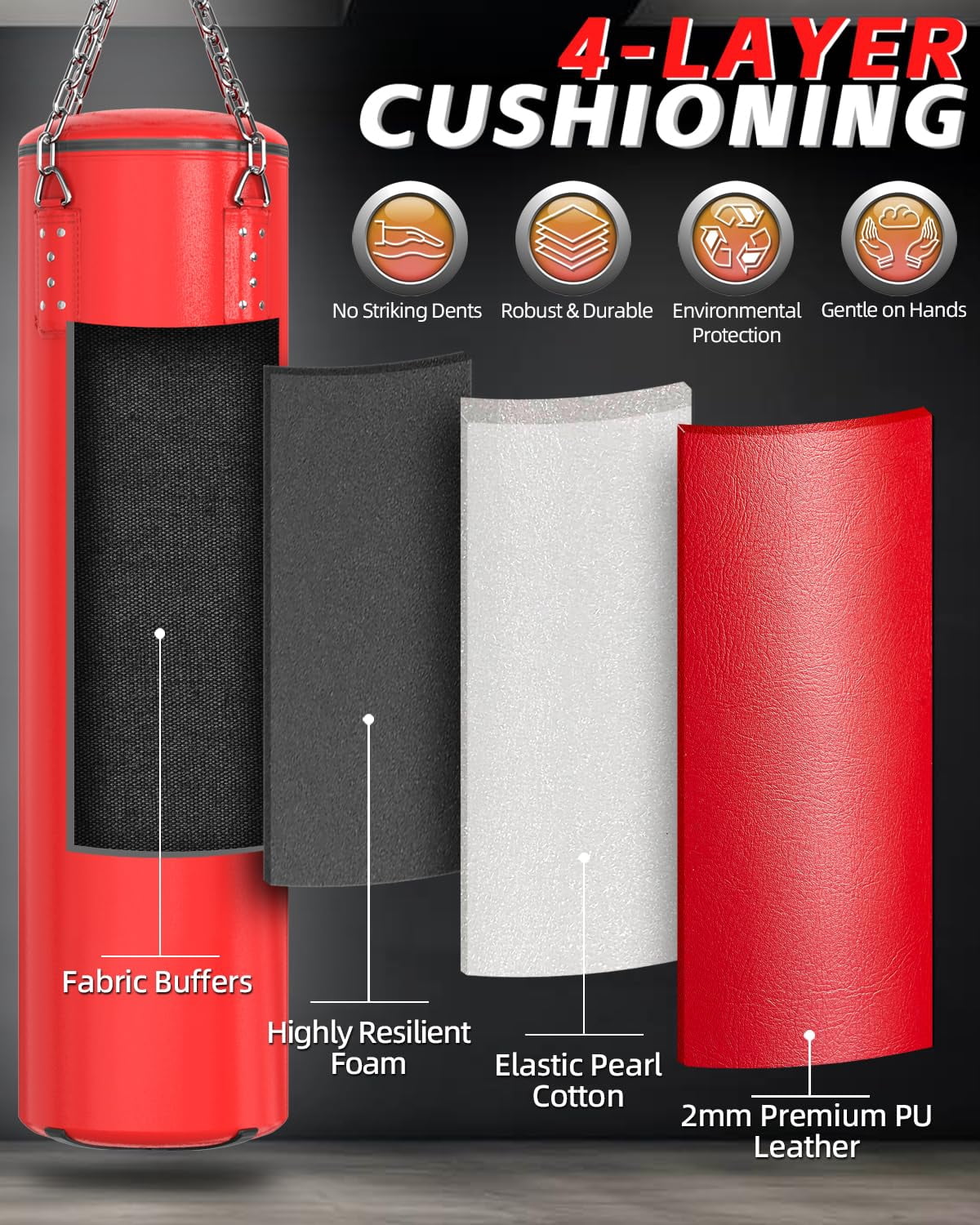 Punching Bag For Adults  4ft Pu Heavy Boxing Set 12oz Gloves Mma Muay Thai Kickboxing Home Gym Martial Art (unfilled)
