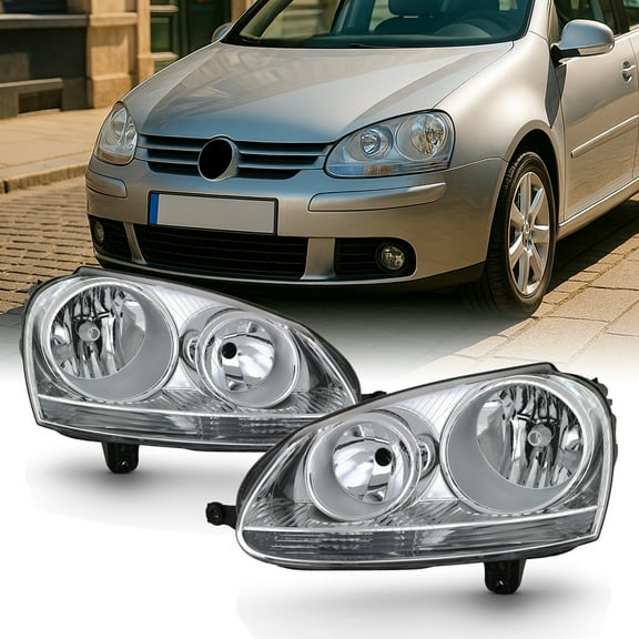 AKKON - For 06-09 VW GTI Rabbit Jetta R32 MK5 Chrome Housing Factory Style Headlight Lamps Assembly L R