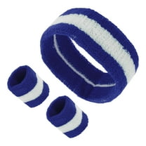 Unique Bargains 1 Set Soft Headband with Wristband Sweat Headband for Sport Blue White